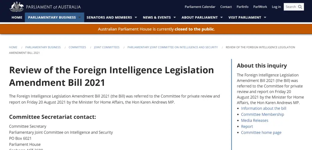 the foreign intelligence legislation amendment bill