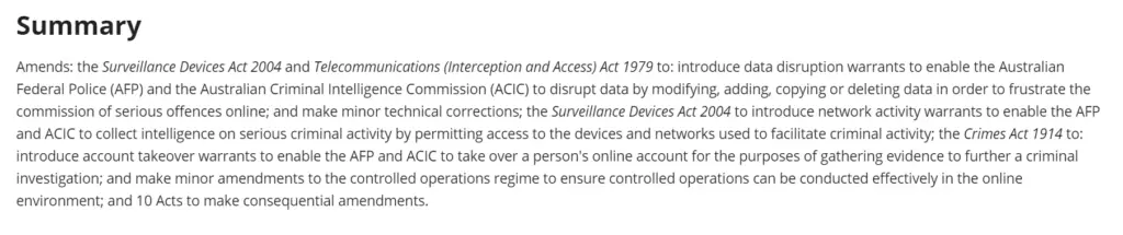 Surveillance Legislation Amendment (Identify and Disrupt) Bill 2021